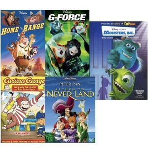 4/$25 Bundle of 5 Kids Movies: Peter Pan Return to Never Land Curious George etc